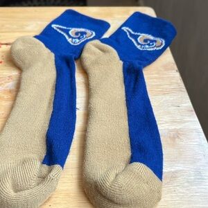 NFL socks size large color navy and tan